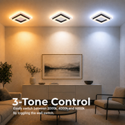 MODERN LED csillár 25W, Méretek 19,5x19,5 cm, Négyzet, Hideg/Meleg/Semleges fény, Fekete