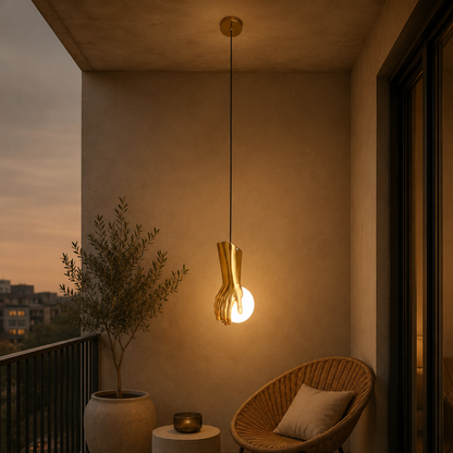 Lustra LED RUKI, 15x20cm, 1xG9, Sticla si Resina, Auriu