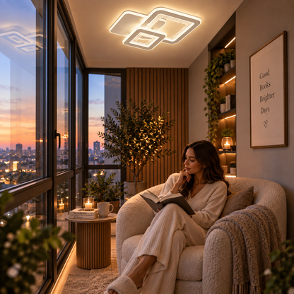 LED SQUARE 57W csillár, 3 négyzet, hideg/meleg/semleges fény, fehér