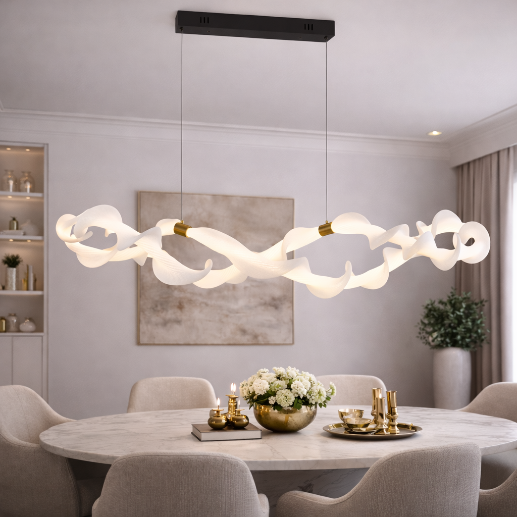 Függesztett akril LED-csillár UNDA Infinity, 36W, meleg/semleges/hideg fény 3000/4000/6000K, aranyfehér, állítható magasságú modern csillárok alapértelmezett cím Alessandro Design
