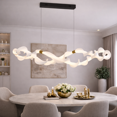 Függesztett akril LED csillár UNDA Infinity, 36W, meleg/semleges/hideg fény 3000/4000/6000K, aranyfehér, állítható magasságú