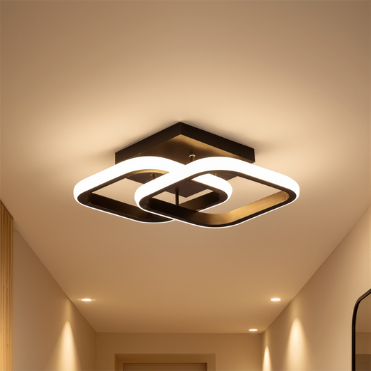 Lustra LED VERTEX Matrix Romburi Suprapuse, Rame Metalice, 24W, 2 Romburi, Lumina Rece/Calda/Neutra 3000K/4000K/6000K, Negru, Metal si Silicon Lustra LED Default Title Alessandro Design