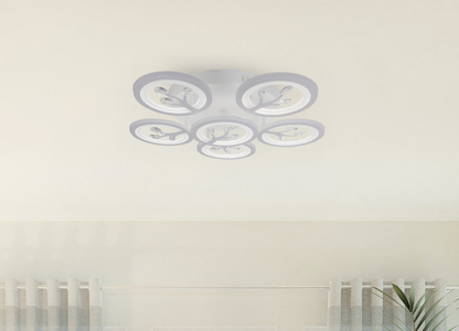 LED -csillár Daisy távirányítóval, 6 elem, 72W, hideg/forró/semleges fény, instabil, fehér kristálytal