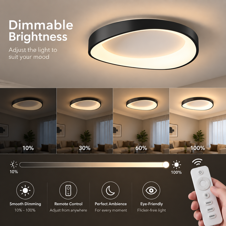 LED csillár távirányítóval, PL103/520BK, 29W, átmérő 50cm, meleg/hideg/semleges fény, fekete