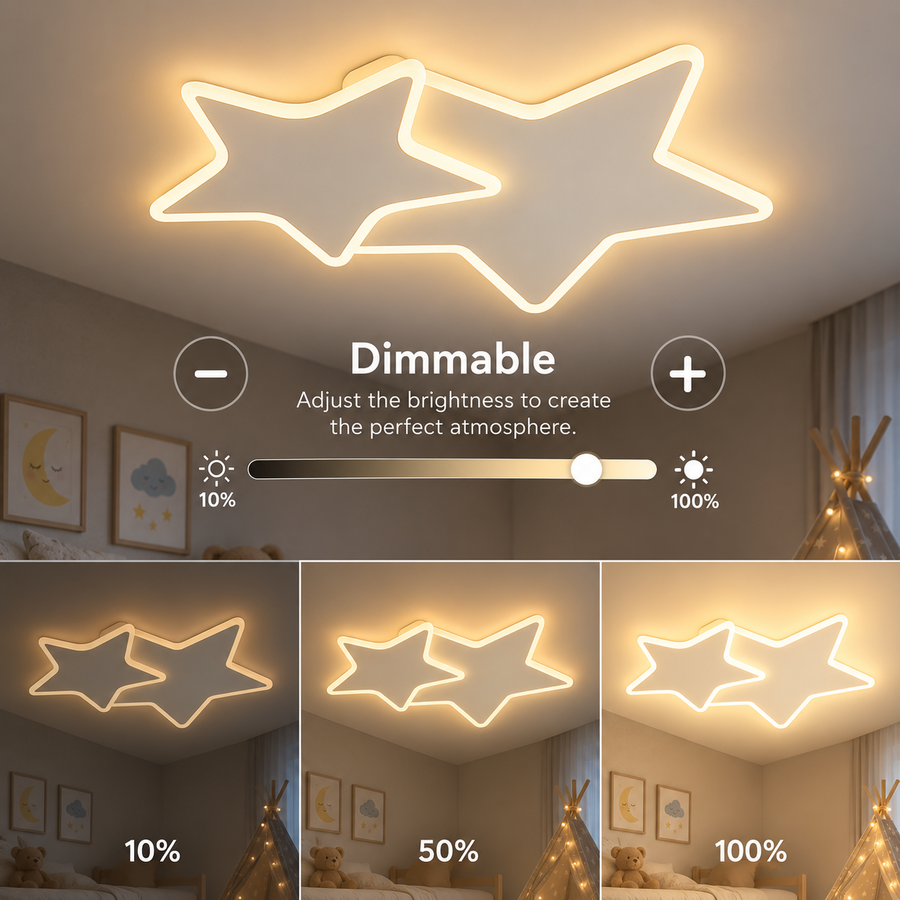 LED csillár távirányítóval 41W, csillagok, hideg/meleg/semleges fény, szabályozható, fehér