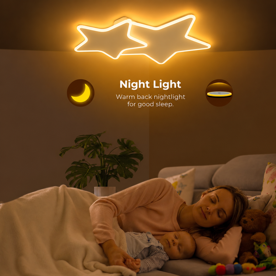 LED csillár távirányítóval 41W, csillagok, hideg/meleg/semleges fény, szabályozható, fehér