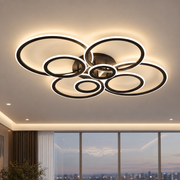 LED csillár távirányítóval BETTY 127W, 8 kör, hideg/meleg/semleges fény, szabályozható, fekete