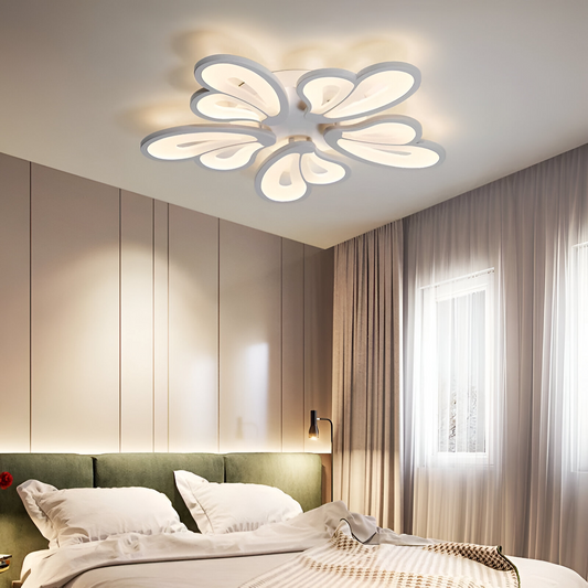 LED csillár távirányítóval BLOSSOM 95W, 5 szirom, hideg/meleg/semleges fény 3000K/4000K/6000K, szabályozható, fehér, fém és akril LED-csillárok távirányítóval Alapértelmezett cím Alessandro Design