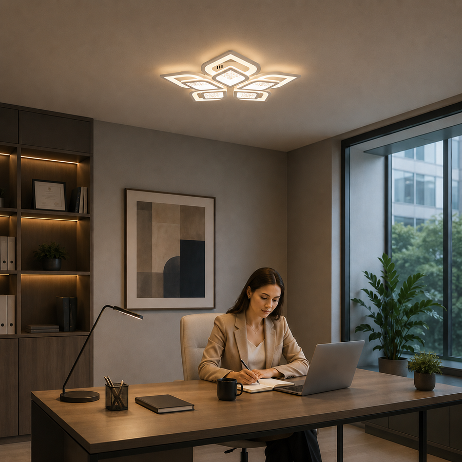 LED -csillár Dalia 170W távirányítóval, 5 szirom, hideg/forró/semleges fény, instabil, fehér