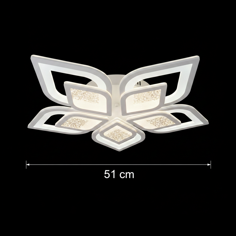 LED -csillár Dalia 170W távirányítóval, 5 szirom, hideg/forró/semleges fény, instabil, fehér