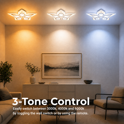 LED -csillár Dalia 170W távirányítóval, 5 szirom, hideg/forró/semleges fény, instabil, fehér