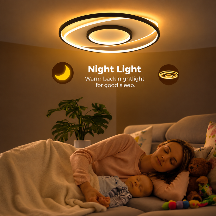 LED csillár távirányítóval FIGURATO, 63W, 3 kör, hideg/meleg/semleges fény, szabályozható, fekete