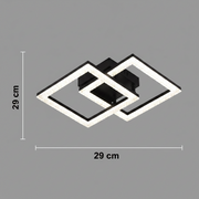 LED csillár távirányítóval GEO 29W, 2 négyzet, hideg/meleg/semleges fény, szabályozható, fém és akril, fekete