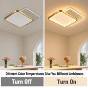 LED csillár távirányítóval GILDRA 48W, 2 négyzet, hideg/meleg/semleges fény, szabályozható, arany