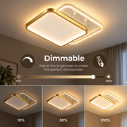 LED csillár távirányítóval GILDRA 48W, 2 négyzet, hideg/meleg/semleges fény, szabályozható, arany