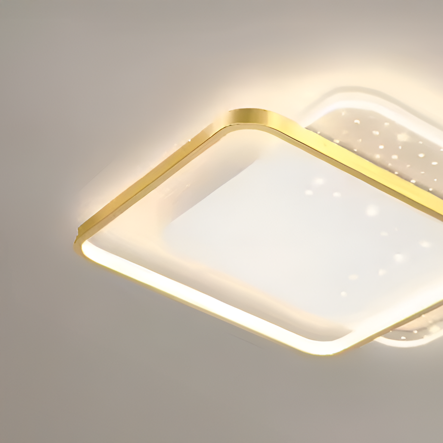 LED csillár távirányítóval GILDRA 48W, 2 négyzet, hideg/meleg/semleges fény, szabályozható, arany LED-es csillárok távirányítóval Alapértelmezett cím Alessandro Design