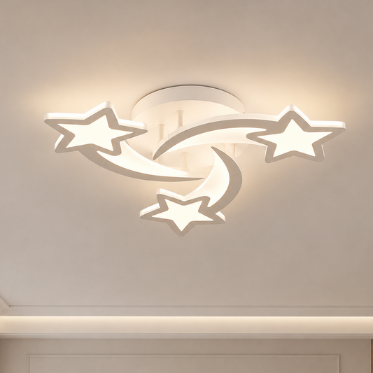 LED csillár távirányítóval IPOMOEA 51W, 3 csillag, hideg/meleg/semleges fény, szabályozható, fehér, fém és akril
