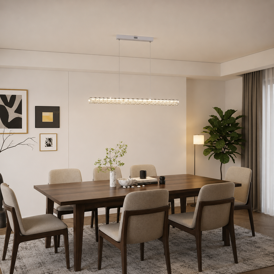 KANGNING távirányítós LED csillár, 3000K/4000K/6000K, 120W, fém és akril, fehér