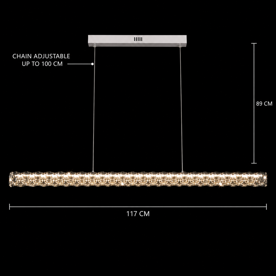 KANGNING távirányítós LED csillár, 3000K/4000K/6000K, 120W, fém és akril, fehér