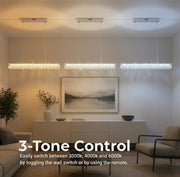 KANGNING távirányítós LED csillár, 3000K/4000K/6000K, 120W, fém és akril, fehér