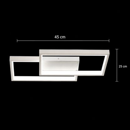 LED csillár távirányítóval LANDYN 37W, 2 négyzet, hideg/meleg/semleges fény, szabályozható, fehér