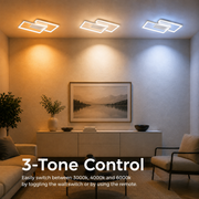 LED csillár távirányítóval LANDYN 37W, 2 négyzet, hideg/meleg/semleges fény, szabályozható, fehér