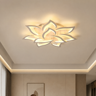 LED csillár távirányítóval LOTUS 91W, 9 szirom, hideg/meleg/semleges fény, szabályozható, fehér