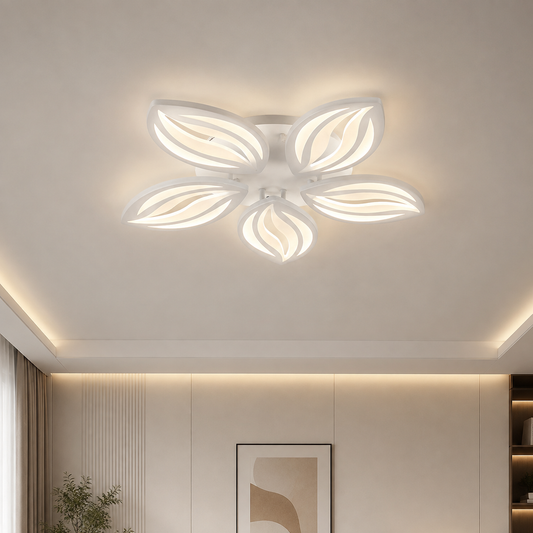 LED csillár távirányítóval ORCHID 66W, 5 szirom, hideg/meleg/semleges fény, szabályozható, fehér, fém és akril