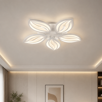 LED csillár távirányítóval ORCHID 66W, 5 szirom, hideg/meleg/semleges fény, szabályozható, fehér, fém és akril