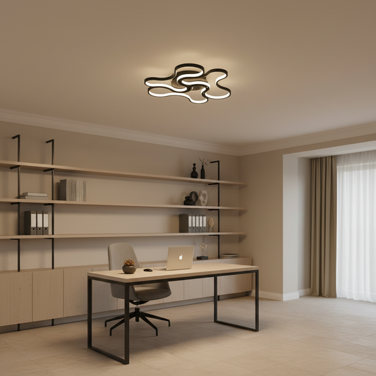 Lustra LED cu telecomanda ORMS Eleganza, 3000K/4000K/6000K, 126W, Metal și Plastic, Negru