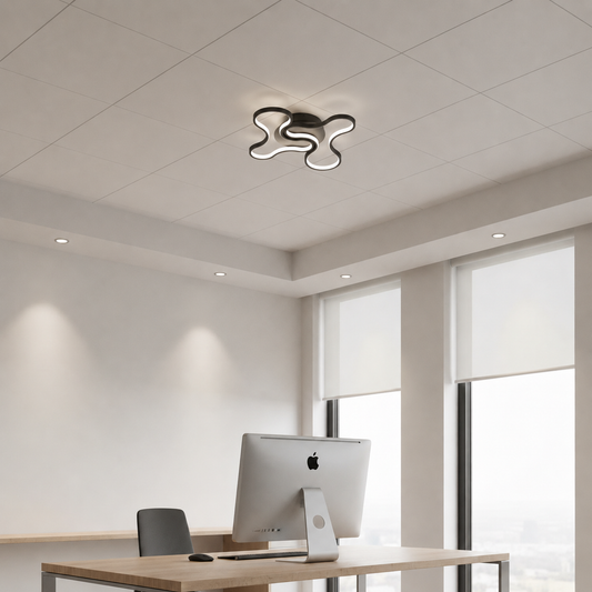 Lustra LED cu telecomanda ORMS Nobile, 3000K/4000K/6000K, 84W, Metal și Plastic, Negru