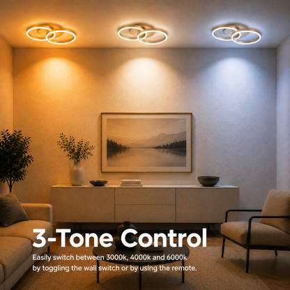LED csillár távirányítóval RINOVA 41W, 2 kör, hideg/meleg/semleges fény, szabályozható, arany