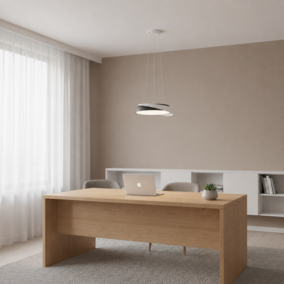 LED csillár távirányítóval SCHECTE, 3000K/4000K/6000K, 96W, fém és műanyag, fehér+fekete
