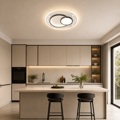 LED csillár távirányítóval SERPENTA 51W, Kerek, Hideg/Meleg/Semleges fény, Szabályozható, Fekete