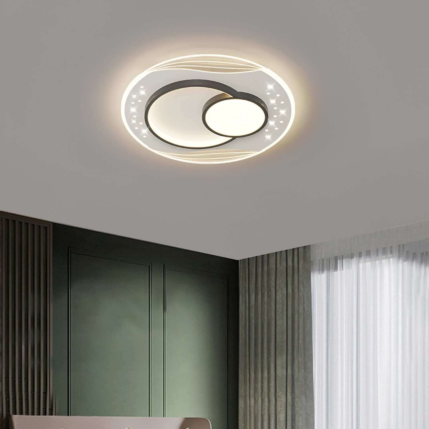 LED-es csillár távirányítóval SERPENTA 51W, Kerek, Hideg/Meleg/Semleges fény, Szabályozható, Fekete LED-es csillárok távirányítóval Alapértelmezett cím Alessandro Design