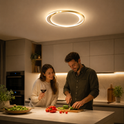 LED-es csillár távirányítóval SOLARA 51W, 2 kör, hideg/meleg/semleges fény, szabályozható, fehérarany