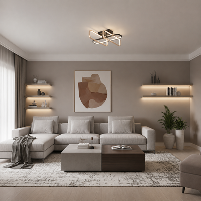 TRANBERG LED csillár távirányítóval, 3 forrás (1 fekete+2 arany), 3000K/4000K/6000K, 144W, Fém és műanyag, Fekete