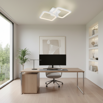 LED csillár távirányítóval ZOE 41W, 2 négyzet, hideg/meleg/semleges fény, szabályozható, fehér