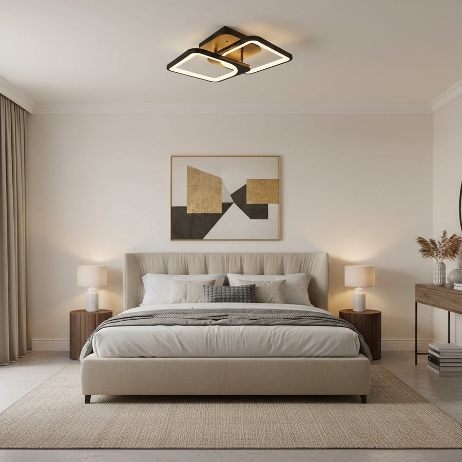 LED-es csillár távirányítóval ZOE 27W, 2 négyzet, hideg/meleg/semleges fény, szabályozható, fekete LED-es csillárok távirányítóval Alapértelmezett cím Alessandro Design