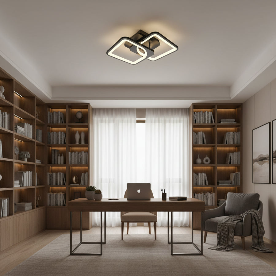 LED-es csillár távirányítóval ZOE 27W, 2 négyzet, hideg/meleg/semleges fény, szabályozható, fekete LED-es csillárok távirányítóval Alapértelmezett cím Alessandro Design
