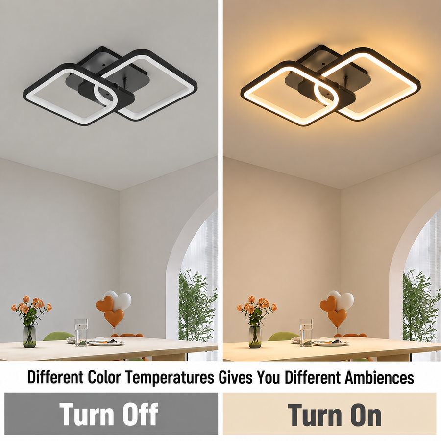 LED csillár távirányítóval ZOE 41W, 2 négyzet, hideg/meleg/semleges fény, szabályozható, fekete