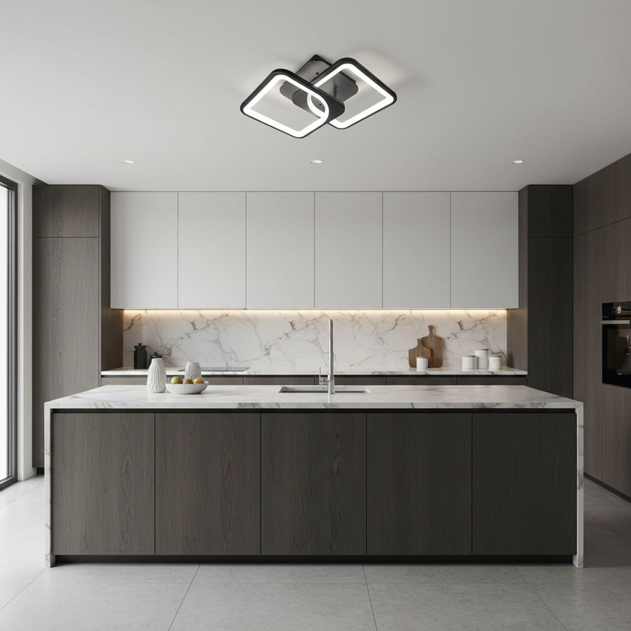 LED-es csillár távirányítóval ZOE 27W, 2 négyzet, hideg/meleg/semleges fény, szabályozható, fekete LED-es csillárok távirányítóval Alapértelmezett cím Alessandro Design