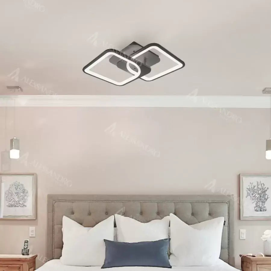 LED-es csillár távirányítóval ZOE 27W, 2 négyzet, hideg/meleg/semleges fény, szabályozható, fekete LED-es csillárok távirányítóval Alapértelmezett cím Alessandro Design