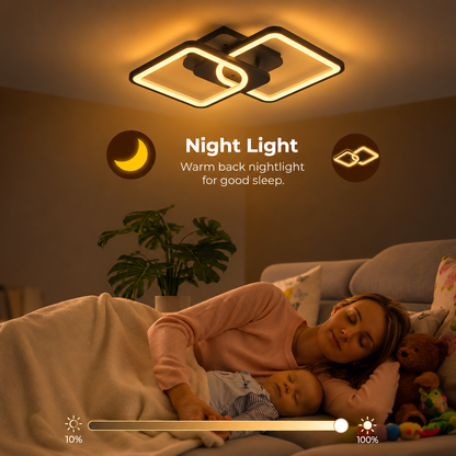 LED csillár távirányítóval ZOE 41W, 2 négyzet, hideg/meleg/semleges fény, szabályozható, fekete