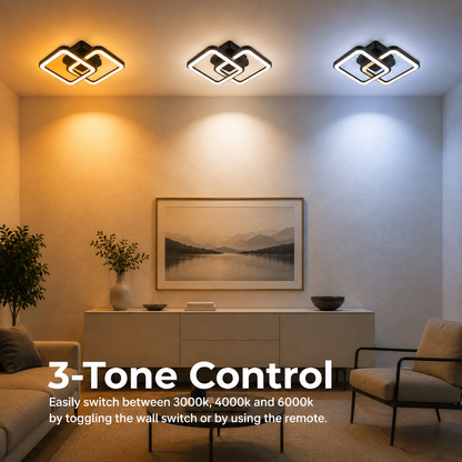 LED csillár távirányítóval ZOE 41W, 2 négyzet, hideg/meleg/semleges fény, szabályozható, fekete