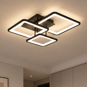 LED csillár távirányítóval ZOE 60W, 3 négyzet, hideg/meleg/semleges fény, szabályozható, fekete, fém és akril