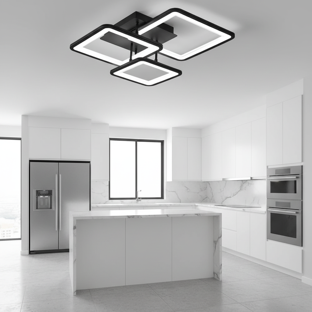 LED-es csillár távirányítóval ZOE 60W, 3 négyzet, hideg/meleg/semleges fény, szabályozható, fekete LED-es csillárok távirányítóval Alapértelmezett cím Alessandro Design