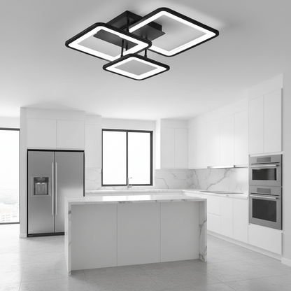 LED-es csillár távirányítóval ZOE 60W, 3 négyzet, hideg/meleg/semleges fény, szabályozható, fekete LED-es csillárok távirányítóval Alapértelmezett cím Alessandro Design