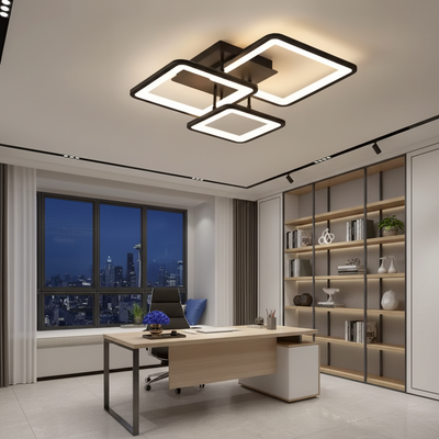 LED csillár távirányítóval ZOE 46W, 3 négyzet, hideg/meleg/semleges fény, szabályozható, fekete