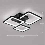 LED csillár távirányítóval ZOE 60W, 3 négyzet, hideg/meleg/semleges fény, szabályozható, fekete, fém és akril